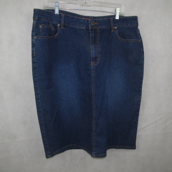 Hip Jeans Skirts 10 14 16 18 20 Knee Length Navy - Picture 2 of 2